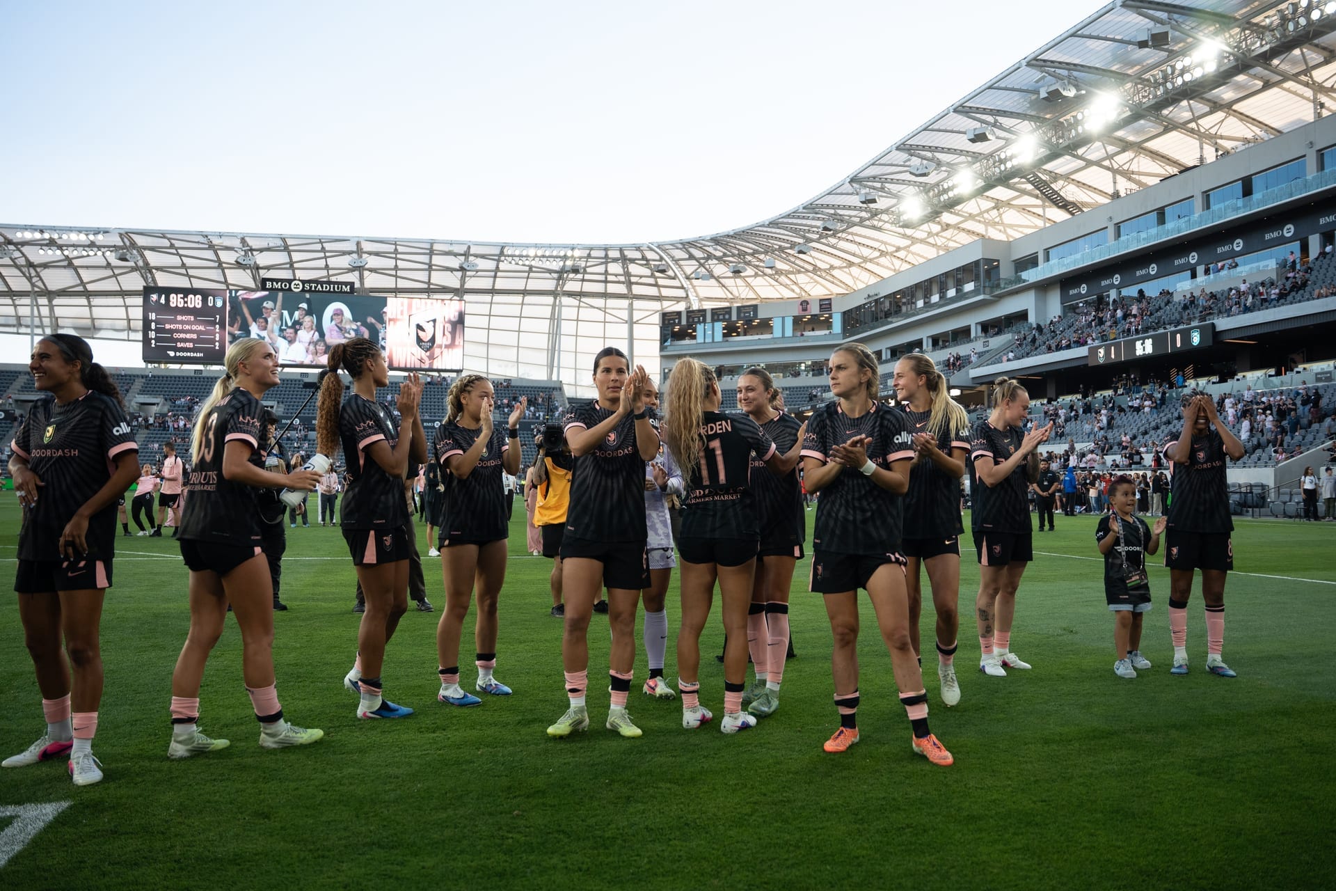 Angel City FC team at BMO Stadium
